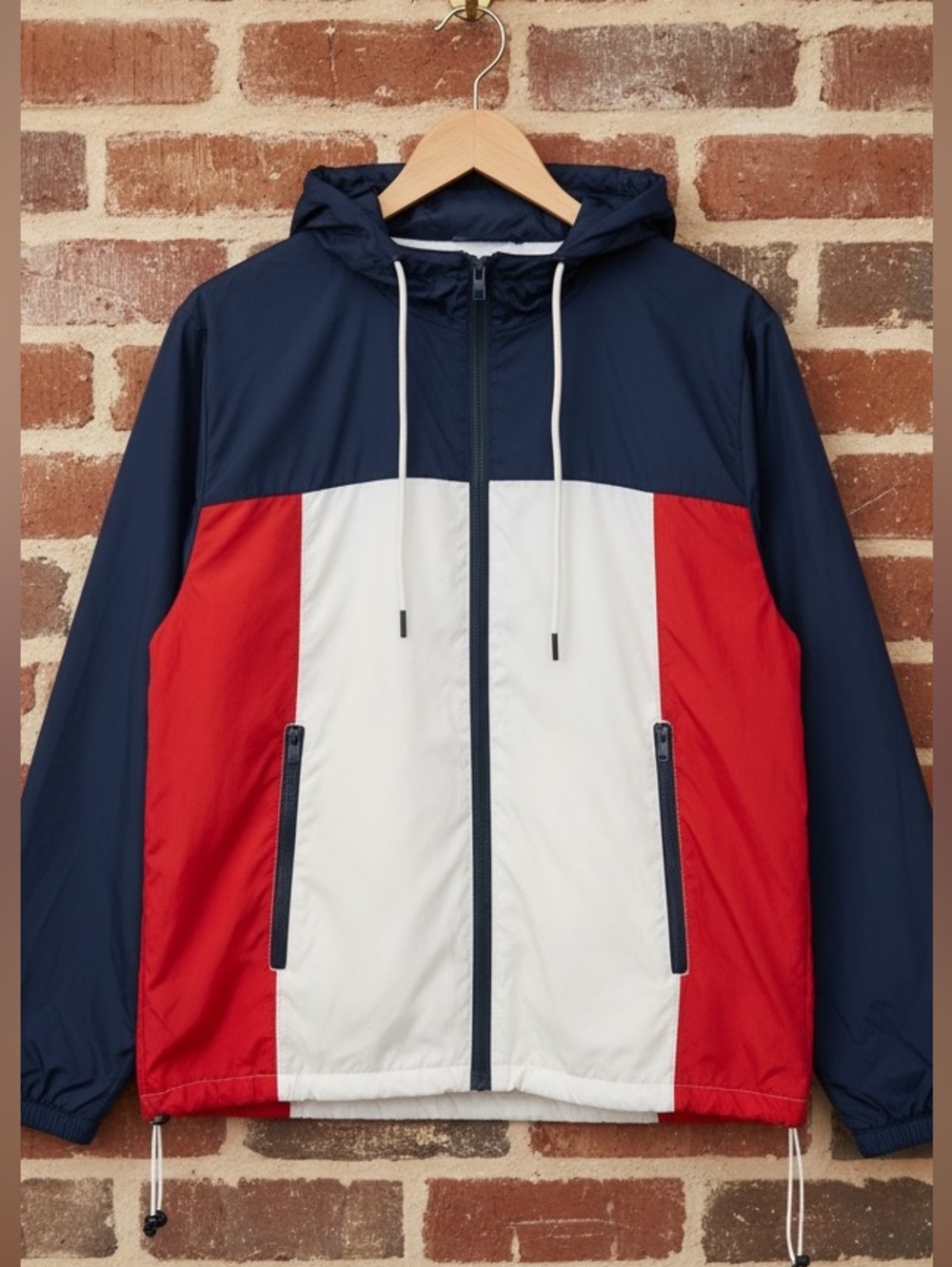 Garage Red White Blue Windbreaker Jacket Size L